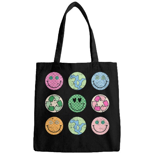 Earth Day Everyday Groovy Face Recycle Save Our Planet Bags