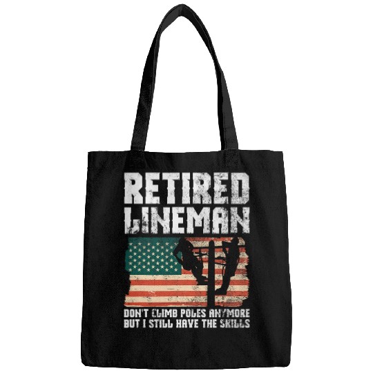 Retired Lineman Design For Patriotic Lineworker Bags