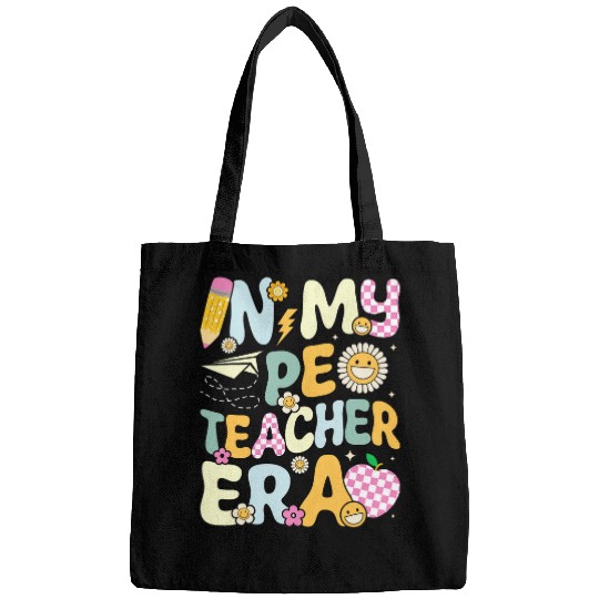 Retro In My PE Teacher Era Physical Education Groovy Women Bags