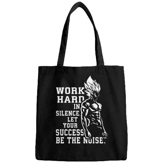 Work Hard In Silence Anime Gym Fitness Workout Motivational Bags