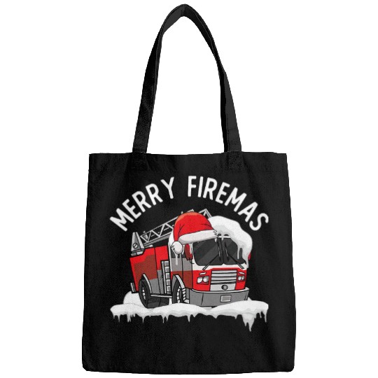xmass Fires Station Fireman Merry Christmas Firefighter Bags