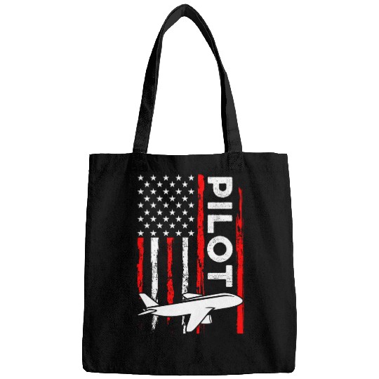 Pilot Airplane American Flag Plane Aviation 4th of July Bags