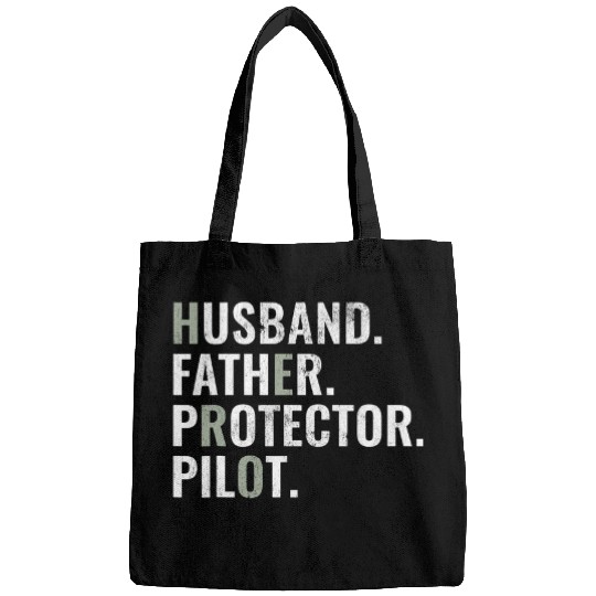 Husband Father Protector Pilot Gift Funny Dad Humor Bags