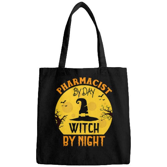 Pharmacist By Day Witch By Night Halloween Funny Gifts Bags