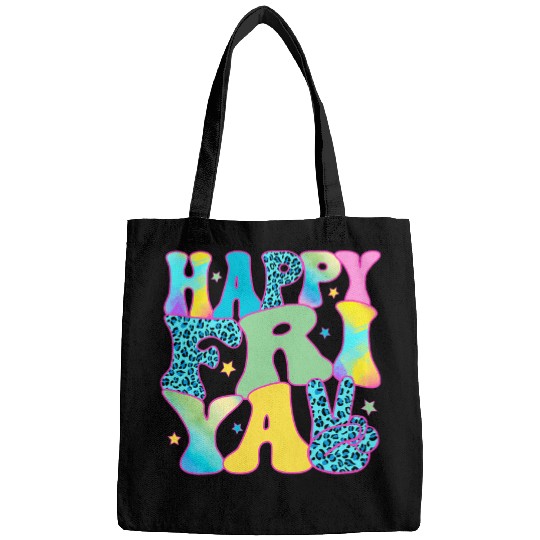 Happy FriYay Friday Lovers Teacher Retro Groovy Bags
