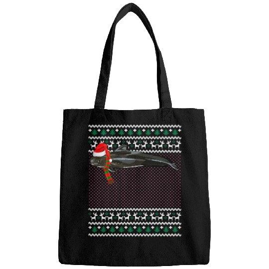 Funny xmass Santa Hat Short Finned Pilot Whale Ugly Christmas Bags
