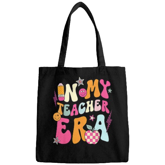 In My 100 Days Of School Era Retro Groovy Teacher Kids Funny Bags