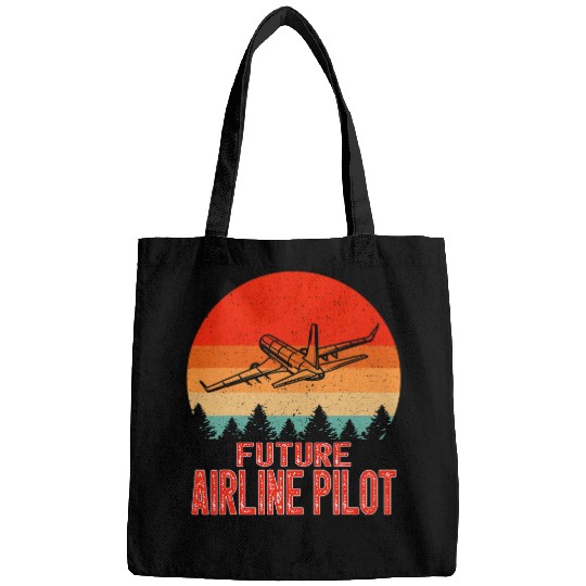 Future Airline Pilot Retro Airplane for Airline Pilot Kids Bags