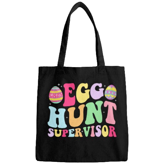 Egg Hunt Supervisor Retro Egg Hunting Party Mom Dad Easter 1 Bags