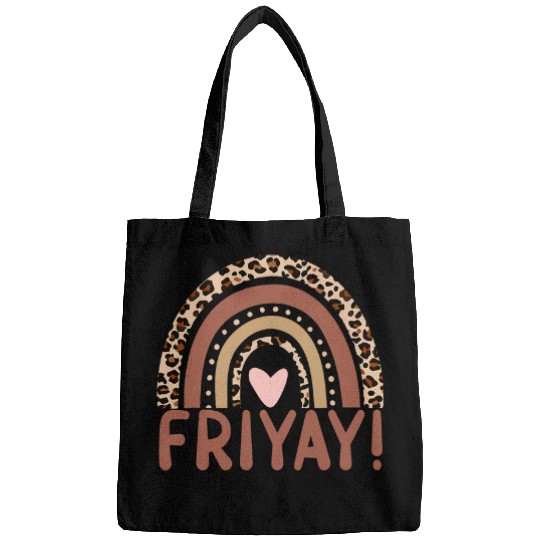 Happy FriYay Friday Lovers Fun Teacher Leopard Rainbow Bags