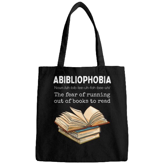 Abibliophobia Definition Funny Book Lover Reading Bookworm Bags