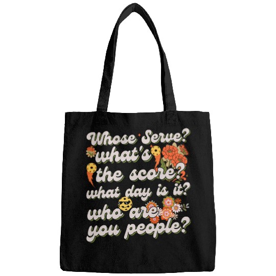 groovy Retro Pickleball Whose Serve Paddleball sport lover Bags