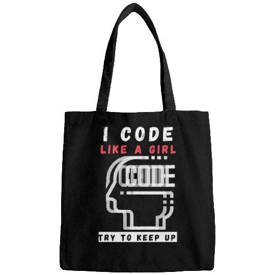 I Code Like a Girl Programmer Tee Bags