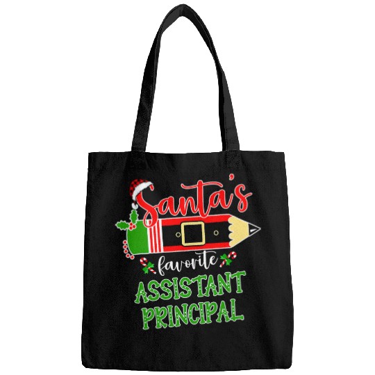 Santas Favorite Assistant Principal xmass Santa Red Plaid Bags