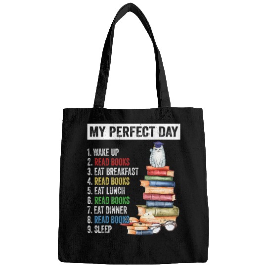 6yo reading book librarian cat lover Bags