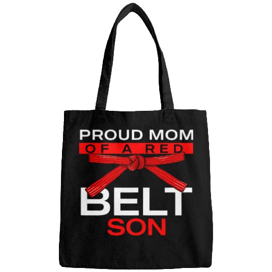 Womens Proud Mom Of A Red Belt Son Karate Bags