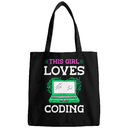 This Girl Loves Coding Code Sayings Programmer Coder Bags