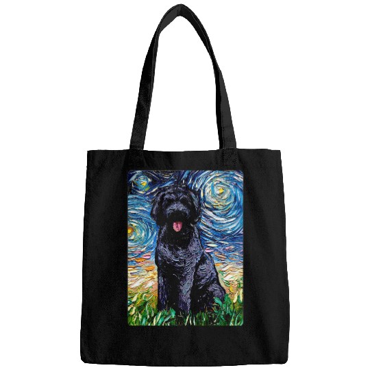 labradoodle black goldendoodle starry night dog art Bags