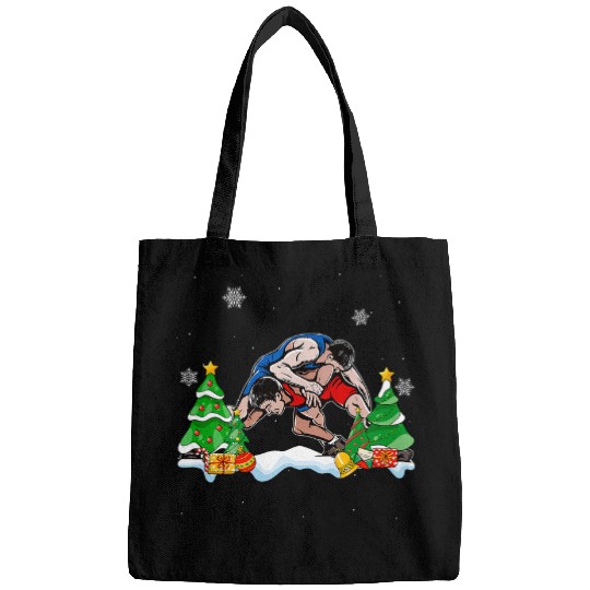 Cool Wrestling Santa Hat Christmas Tree Wrestling Lover Bags