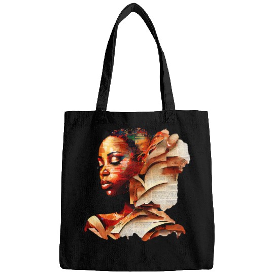 Abstract African Art Book Lover Educated Black Reading Queen Bags