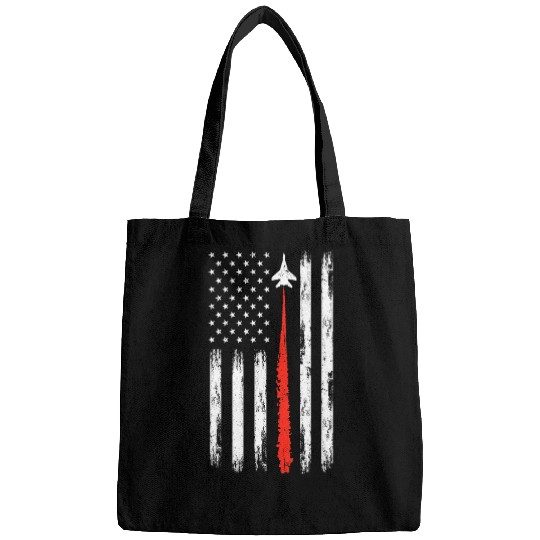 Jet Fighter American Flag 4th Of July Celebration USA Bags