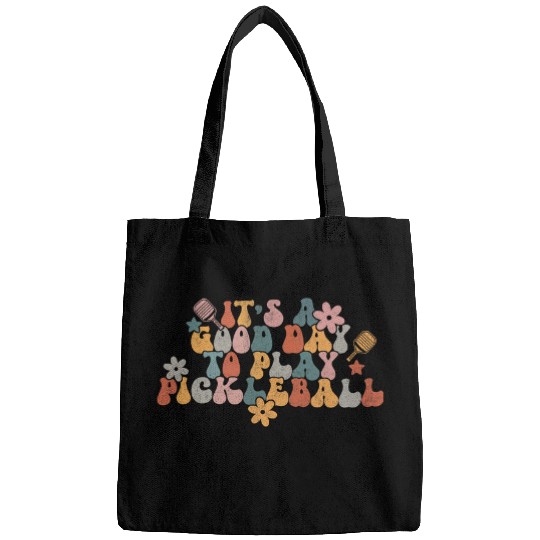 Its A Good Day To Play Pickleball Player Retro Groovy Bags