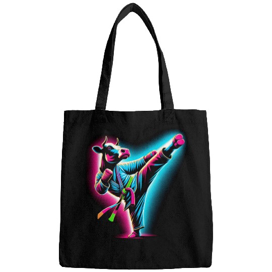 Cow Karate Kick Punch Cute Funny Cool Martial Arts Cow Bags