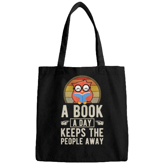 A Book A Day Keep the People Away Reading Literary Owl Bags
