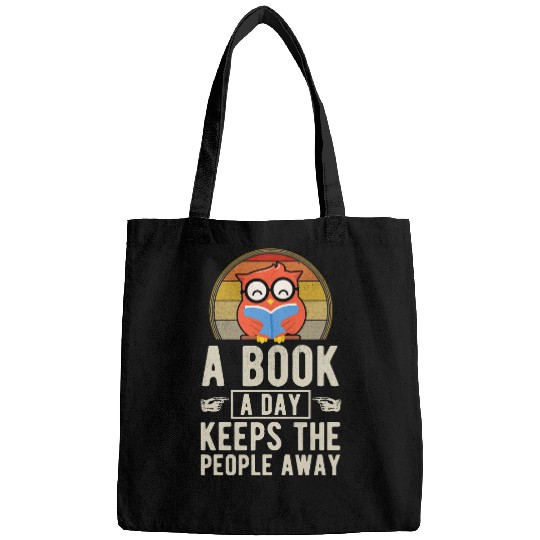 A Book A Day Keep the People Away Reading Literary Owl Bags