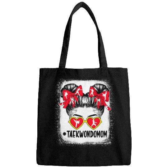 Womens Taekwondo Mom Messy Bun Hair Bleached Women Mothers Day Bags