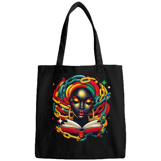 Afro Black Woman Read Book Women Juneteenth Independence Day Bags