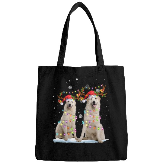 great pyrenees dog reindeer christmas light dog lover Bags