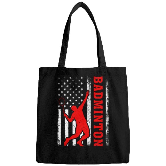 Badminton Sports Lover American Flag Badminton 4th Of July Bags