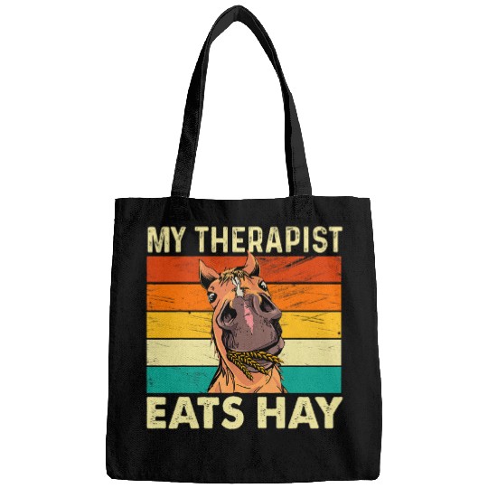 My Therapist Eats Hay Funny Horse Lover Farm Animal Bags