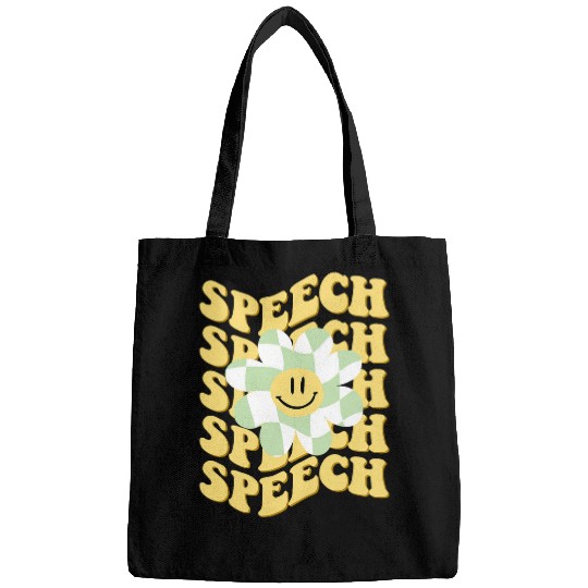 Groovy Retro Speech Therapy SLP Smiling Sunflower Therapist Bags