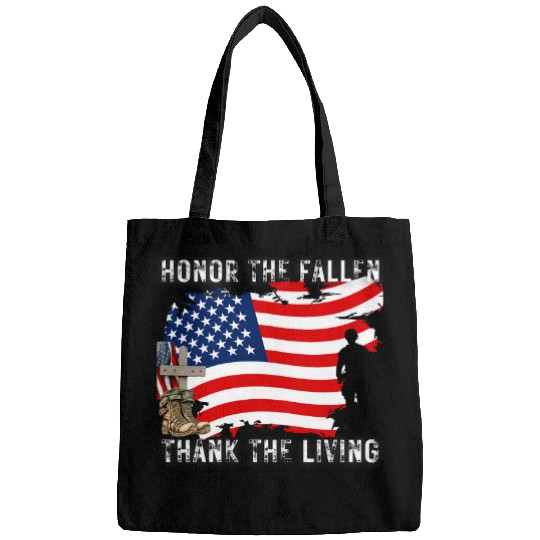 Honor The Fallen Thank The Living Memorial Day US Flag Bags