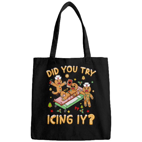 Retro ICU nurses Christmas Gingerbread Did You Try Icing It 5 Bags