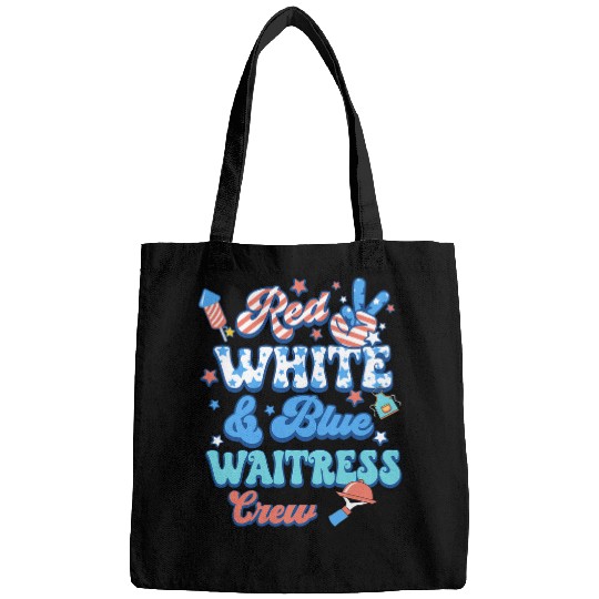 Groovy Red White Blue Waitress Crew 4th Of July Bags