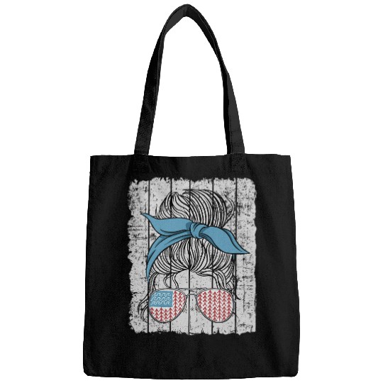 Lake Life Messy Bun Women American Flag Sunglasses Camping Bags
