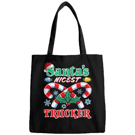 Santas Nicest Trucker Christmas Naughty Or Nice List Bags