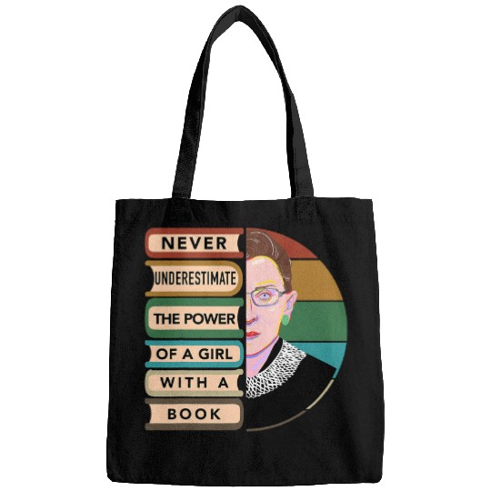 Feminist Ruth Bader Ginsburg RBG Quote Girl With Book Women 4 Bags