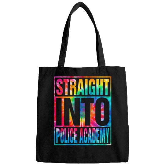tie dye straight into police academy back to school teacher Bags