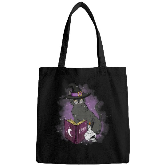 Cat and Witch Cats Spell Book Spiritual Design Bags