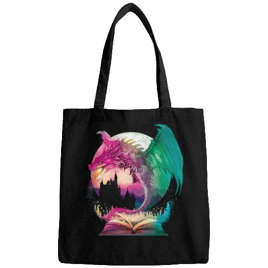 fantasy Bookworm Book Dragon Reader Library Bags