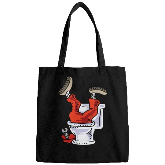 Plumber Going Down Handyman Bags