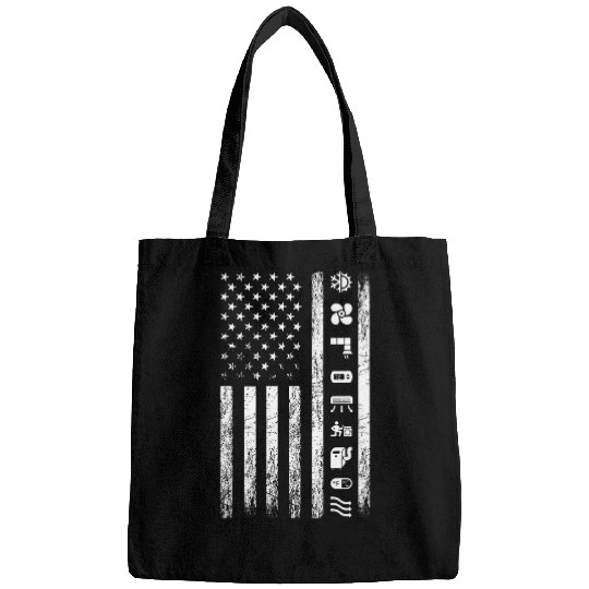 HVAC Technician American Flag US Flag Patriotic Worker Bags