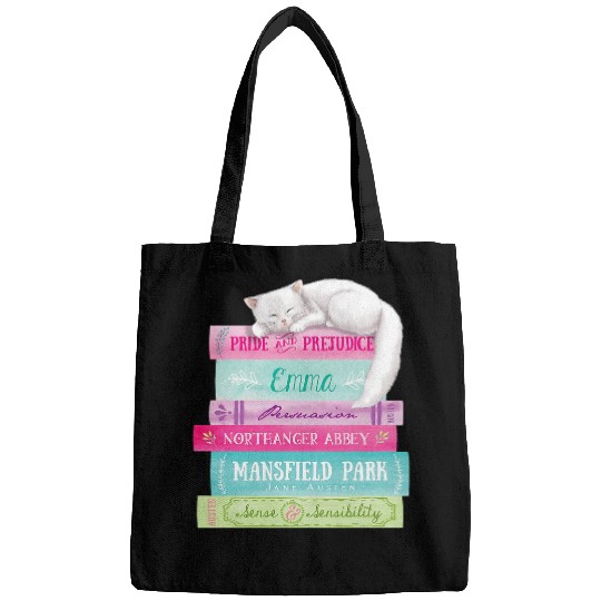 Jane Austen Book Stack Funny Literary Literature Bags