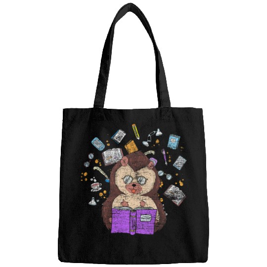 Animal Lover Bookworm Wildlife Forest Book Reading Hedgehog Bags