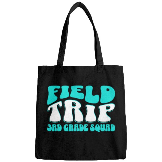 Field Trip Squad 3rd Grade Student Teacher Wavy Retro Groovy Bags