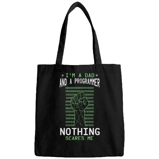 Programmer Dad Computer Coding Hand Fist Binary Coding Bags